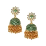 Women's Rose Gold Plated Alloy Earrings (Green)
