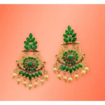 Women's Rose Gold Plated Alloy Earrings (Green)