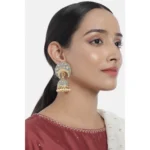 Women's Rose Gold Plated Alloy Earrings (Gold & Grey)