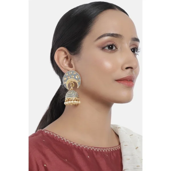 Women's Rose Gold Plated Alloy Earrings (Gold & Grey)