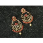 Women's Rose Gold Plated Alloy Earrings (Gold & Orange)