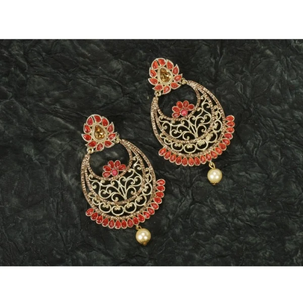 Women's Rose Gold Plated Alloy Earrings (Gold & Orange)