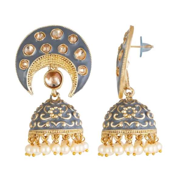 Women's Rose Gold Plated Alloy Earrings (Gold & Grey)
