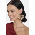 Women's Rose Gold Plated Alloy Earrings (Orange)