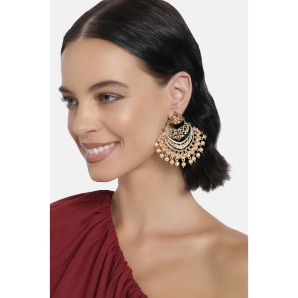 Women's Rose Gold Plated Alloy Earrings (Orange)