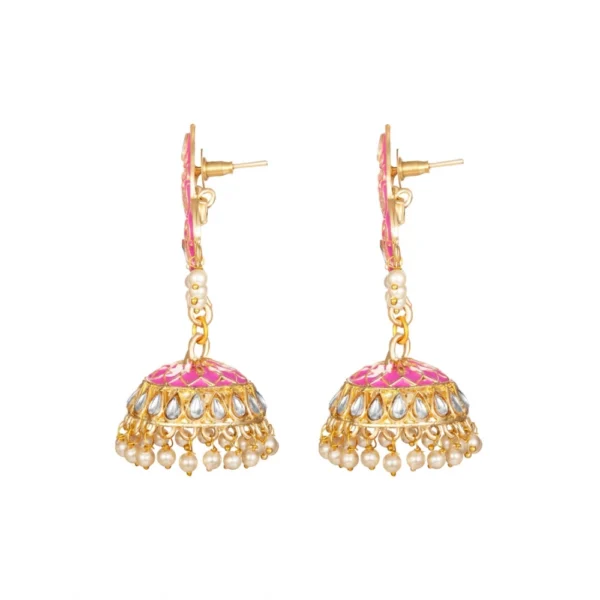 Women's Rose Gold Plated Alloy Earrings (Pink)