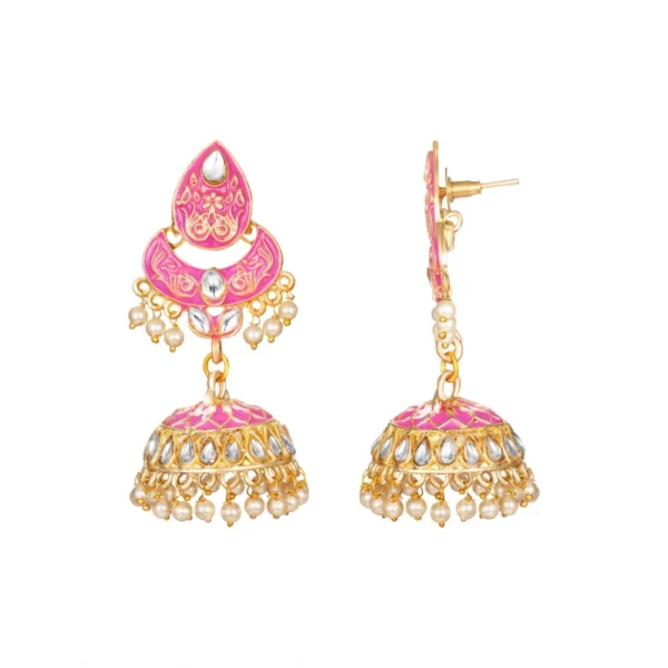 Women's Rose Gold Plated Alloy Earrings (Pink)