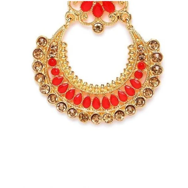 Women's Rose Gold Plated Alloy Earrings (Red)