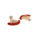 Women's Rose Gold Plated Alloy Earrings (Maroon)