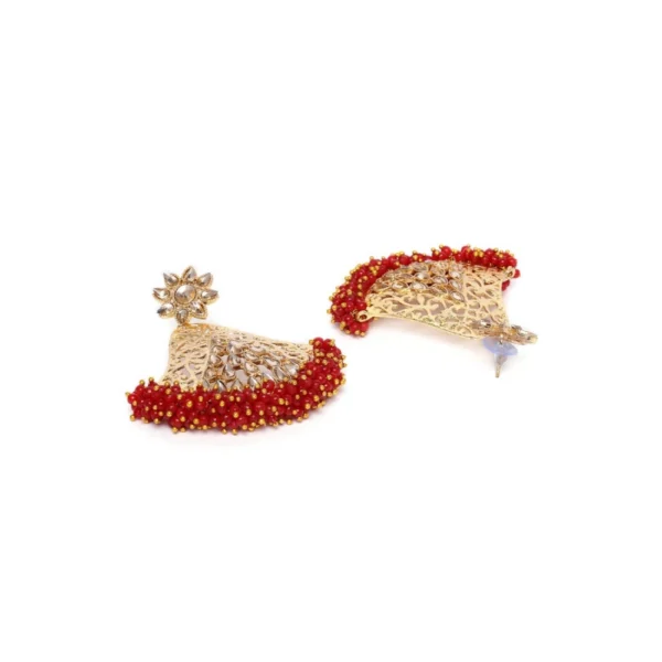 Women's Rose Gold Plated Alloy Earrings (Maroon)