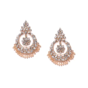 Women's Rose Gold Plated Alloy Earrings (White)