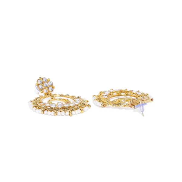 Women's Rose Gold Plated Alloy Kundan Earrings & Mangtikka (White)