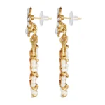 Women's Rose Gold Plated Alloy Kundan Earrings & Mangtikka (White & Gold)