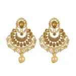 Women's Rose Gold Plated Alloy Kundan Earrings & Mangtikka (Gold)