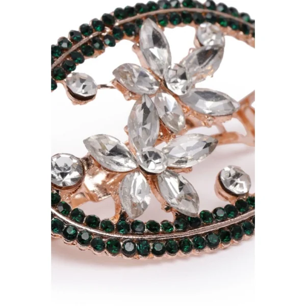 Women's Rose Gold Plated Alloy Hair Pin Set (Green)