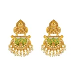 Women's Rose Gold Plated Alloy Kundan Earrings & Mangtikka (Green)