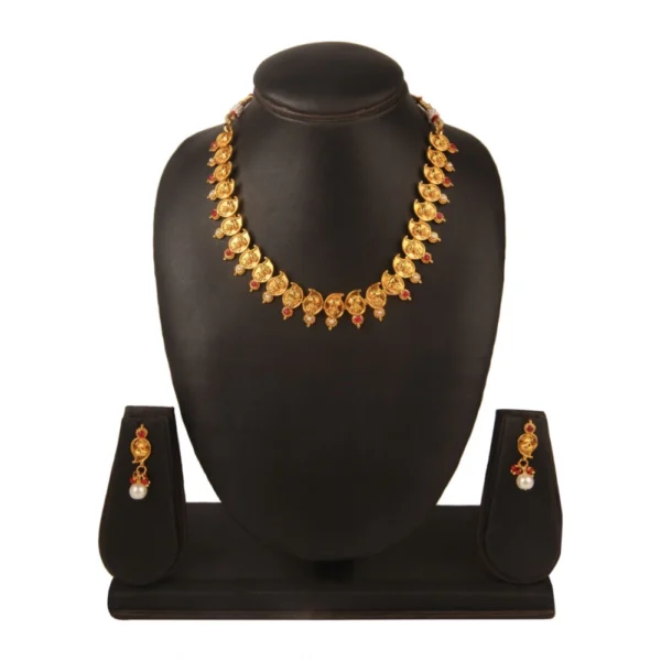 Women's Rose Gold Plated Alloy Jewellery Set (Red & White)