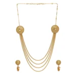 Women's Rose Gold Plated Alloy Long Haram Jewellery Set (Gold)