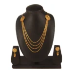 Women's Rose Gold Plated Alloy Long Haram Jewellery Set (Gold)