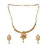 Women's Rose Gold Plated Alloy Necklace & Earings Set (Gold & White)