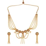 Women's Rose Gold Plated Alloy Necklace Set (Green & Red)