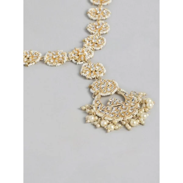 Women's Rose Gold Plated Alloy Matha Patti (White)