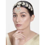 Women's Rose Gold Plated Alloy Matha Patti (White)