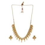Women's Rose Gold Plated Alloy Necklace & Earings Set (Green & Red)