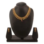 Women's Rose Gold Plated Alloy Necklace & Earings Set (Green & Red)