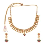 Women's Rose Gold Plated Alloy Necklace & Earings Set (Green & Red)