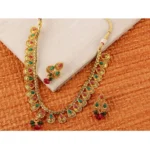 Women's Rose Gold Plated Alloy Necklace & Earings Set (Green & Red)
