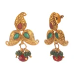Women's Rose Gold Plated Alloy Necklace & Earings Set (Green & Red)