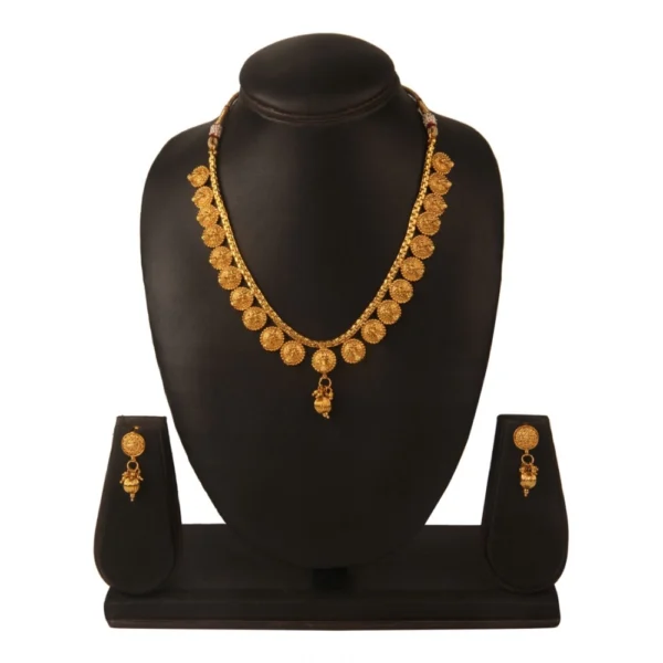 Women's Rose Gold Plated Alloy Necklace & Earings Set (Gold)