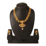 Women's Rose Gold Plated Alloy Necklace & Earings Set (Gold)