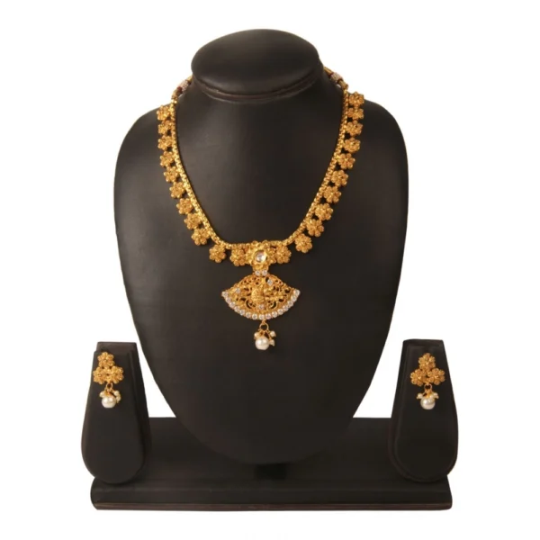 Women's Rose Gold Plated Alloy Necklace & Earings Set (Gold)