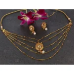 Women's Rose Gold Plated Alloy Necklace & Earings Set (Gold)