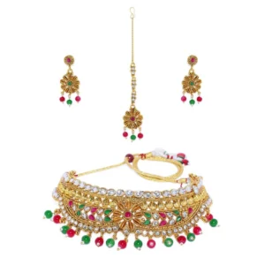 Women's Rose Gold Plated Alloy Necklace & Earings Set (Multicolor)