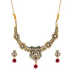 Women's Rose Gold Plated Alloy Necklace & Earings Set (Multicolor)