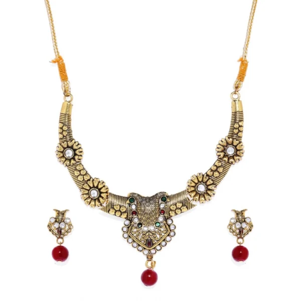Women's Rose Gold Plated Alloy Necklace & Earings Set (Multicolor)