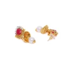 Women's Rose Gold Plated Alloy Necklace & Earings Set (Green & Red)