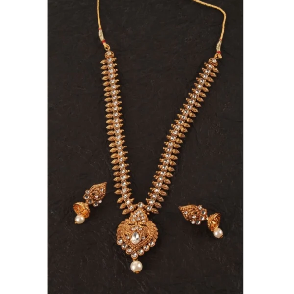 Women's Rose Gold Plated Alloy Necklace & Earings Set (White)