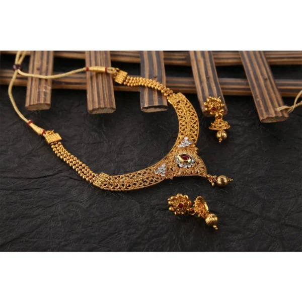 Women's Rose Gold Plated Alloy Necklace & Earings Set (Gold)