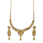 Women's Rose Gold Plated Alloy Necklace & Earings Set (Gold)