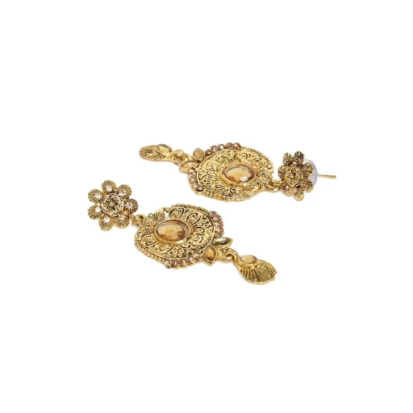 Women's Rose Gold Plated Alloy Necklace & Earings Set (Gold)