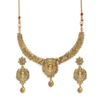 Women's Rose Gold Plated Alloy Necklace & Earings Set (Gold)