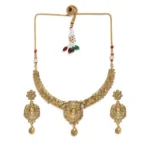 Women's Rose Gold Plated Alloy Necklace & Earings Set (Gold)
