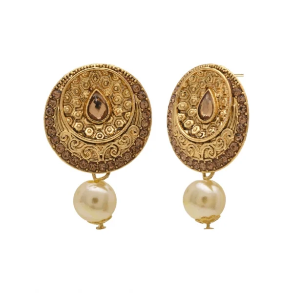 Women's Rose Gold Plated Alloy Necklace & Earings Set (Gold)