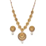 Women's Rose Gold Plated Alloy Necklace & Earings Set (Gold)