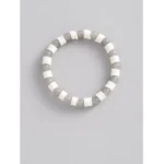 Women's Rose Gold Plated Brass Pendant Chain With Beaded Bracelet (Grey)