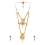 Women's Rose Gold Plated Alloy Necklace & Earings Set (Gold)